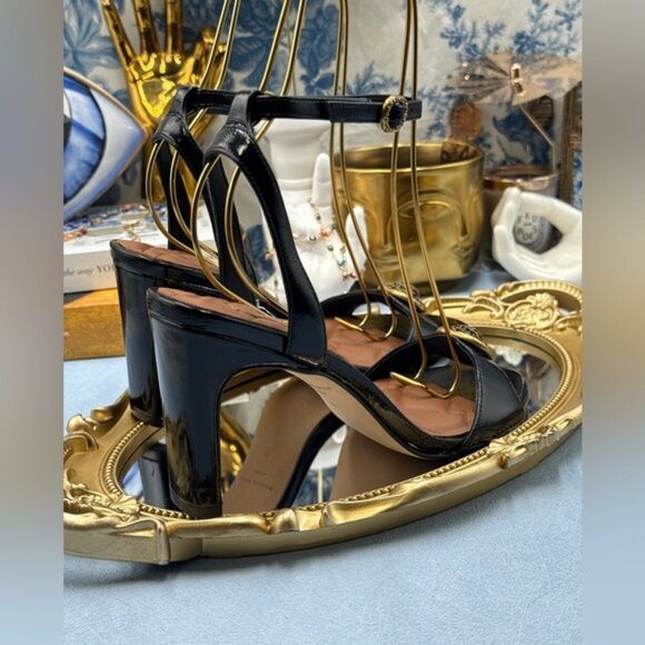 🆕 KURT GEIGER LONDON 🧿 NWOB Chelsea Heel Sandal, Black Patent - Sz 37 US 7 - Picture 8 of 14